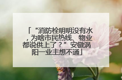 “消防栓明明没有水，为啥市民热线、物业都说供上了？”安徽涡阳一业主想不通