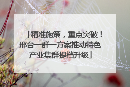 精准施策，重点突破！邢台一群一方案推动特色产业集群提档升级