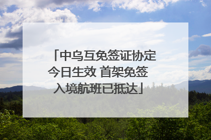 中乌互免签证协定今日生效 首架免签入境航班已抵达