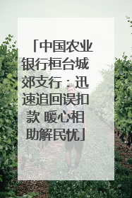 中国农业银行桓台城郊支行：迅速追回误扣款 暖心相助解民忧