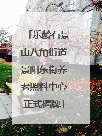 乐龄石景山八角街道景阳东街养老照料中心正式揭牌