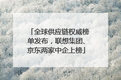 全球供应链权威榜单发布，联想集团、京东两家中企上榜