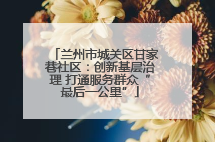 兰州市城关区甘家巷社区：创新基层治理 打通服务群众“最后一公里”