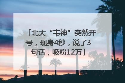 北大“韦神”突然开号，现身4秒，说了3句话，吸粉12万