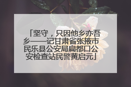 坚守，只因他乡亦吾乡——记甘肃省张掖市民乐县公安局扁都口公安检查站民警黄启元