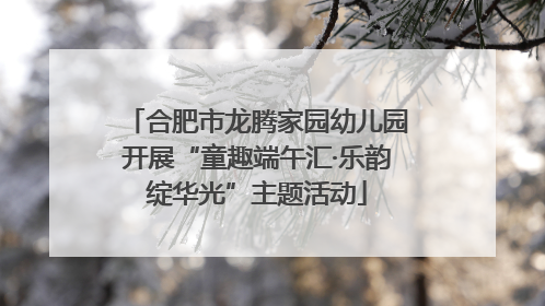 合肥市龙腾家园幼儿园开展“童趣端午汇·乐韵绽华光”主题活动