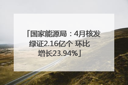 国家能源局：4月核发绿证2.16亿个 环比增长23.94%