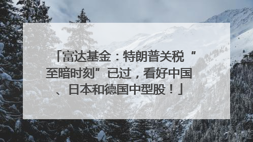 富达基金：特朗普关税“至暗时刻”已过，看好中国、日本和德国中型股！