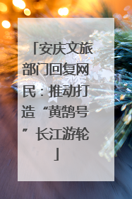 安庆文旅部门回复网民：推动打造“黄鹄号”长江游轮