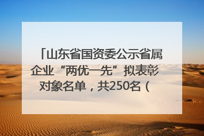 山东省国资委公示省属企业“两优一先”拟表彰对象名单，共250名（个）党员和党组织