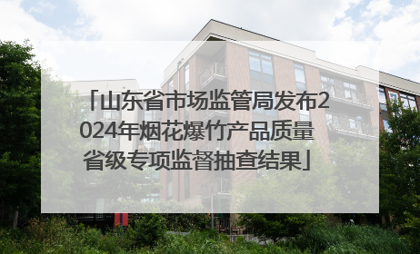 山东省市场监管局发布2024年烟花爆竹产品质量省级专项监督抽查结果
