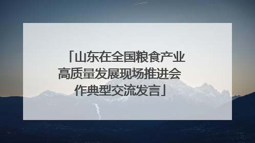 山东在全国粮食产业高质量发展现场推进会作典型交流发言