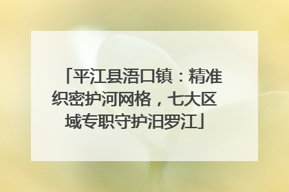 平江县浯口镇：精准织密护河网格，七大区域专职守护汨罗江