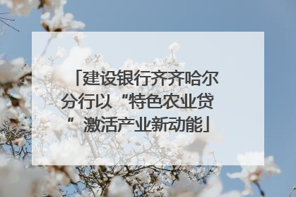 建设银行齐齐哈尔分行以“特色农业贷”激活产业新动能