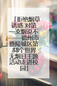 拒绝烟草诱惑 对第一支烟说不——德州市暨陵城区第38个世界无烟日主题活动走进校园