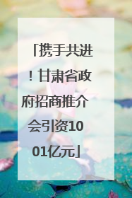 携手共进！甘肃省政府招商推介会引资1001亿元