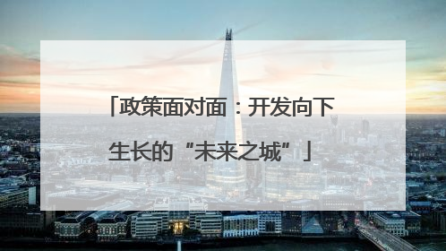 政策面对面：开发向下生长的“未来之城”