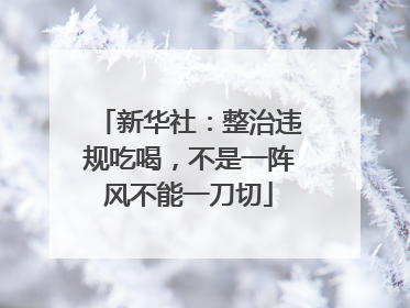 新华社：整治违规吃喝，不是一阵风不能一刀切