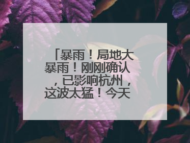 暴雨！局地大暴雨！刚刚确认，已影响杭州，这波太猛！今天记得提前出门