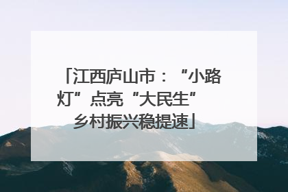 江西庐山市：“小路灯”点亮“大民生” 乡村振兴稳提速
