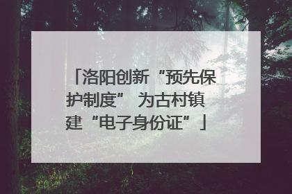 洛阳创新“预先保护制度” 为古村镇建“电子身份证”