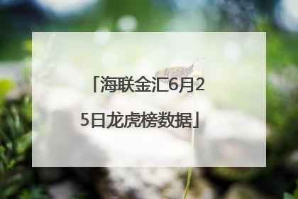 海联金汇6月25日龙虎榜数据