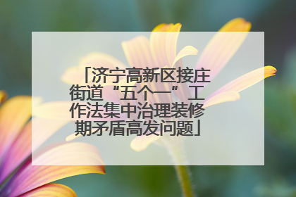济宁高新区接庄街道“五个一”工作法集中治理装修期矛盾高发问题