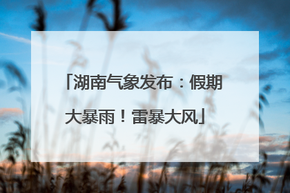 湖南气象发布：假期大暴雨！雷暴大风