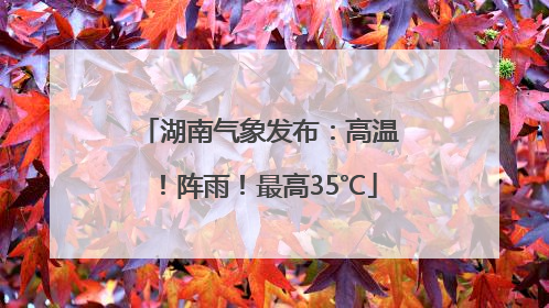 湖南气象发布：高温！阵雨！最高35℃