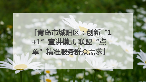 青岛市城阳区：创新“1+1”宣讲模式 联盟“点单”精准服务群众需求