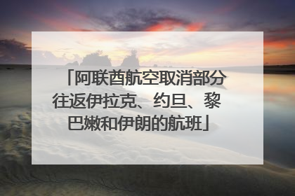 阿联酋航空取消部分往返伊拉克、约旦、黎巴嫩和伊朗的航班