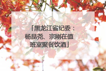 黑龙江省纪委：杨昆尧、宗刚在值班室聚餐饮酒