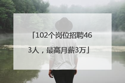 102个岗位招聘463人，最高月薪3万