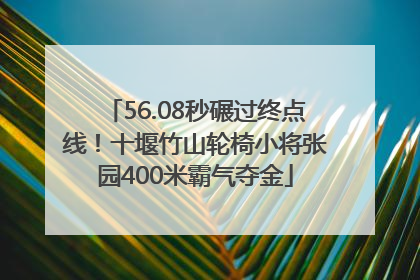 56.08秒碾过终点线！十堰竹山轮椅小将张园400米霸气夺金