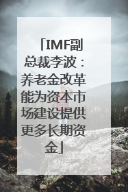 IMF副总裁李波：养老金改革能为资本市场建设提供更多长期资金